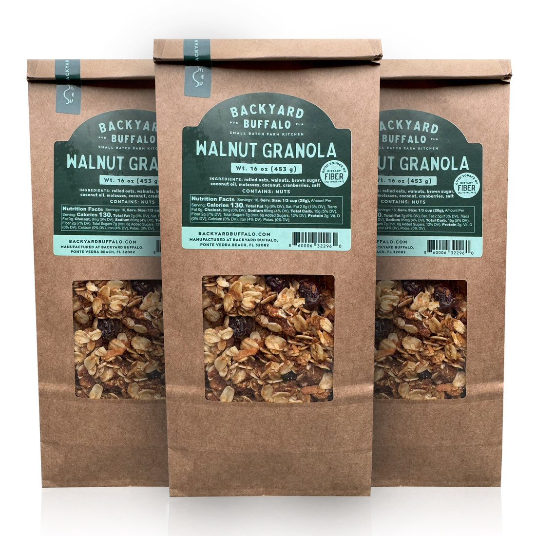 Backyard Buffalo walnut granola trio