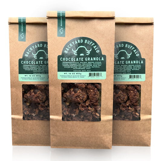 Backyard Buffalo chocolate granola trio